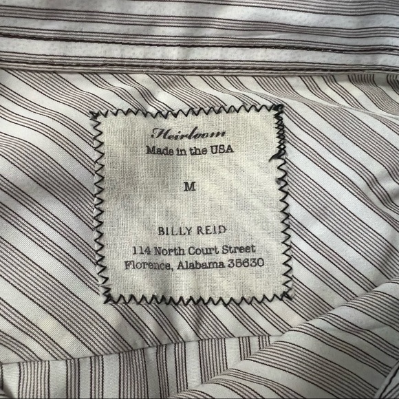 Billy Reid Heirloom Cream and Brown Striped Men’s Button Down Shirt - Picture 7 of 8
